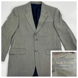 Jack Victor 100% Wool Blazer 40R Loreto CT Black and White 2 Button Super 110'S